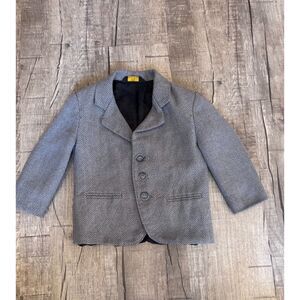 Boys Herringbone Suit Jacket Gray Blazer Size 2T Dressy Formal Outfit